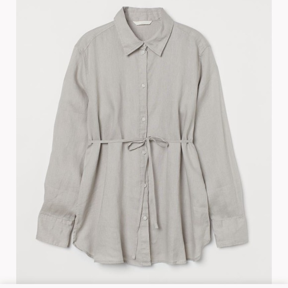 H&M Tops Hm Maternity Linen Shirt With Tie Poshmark